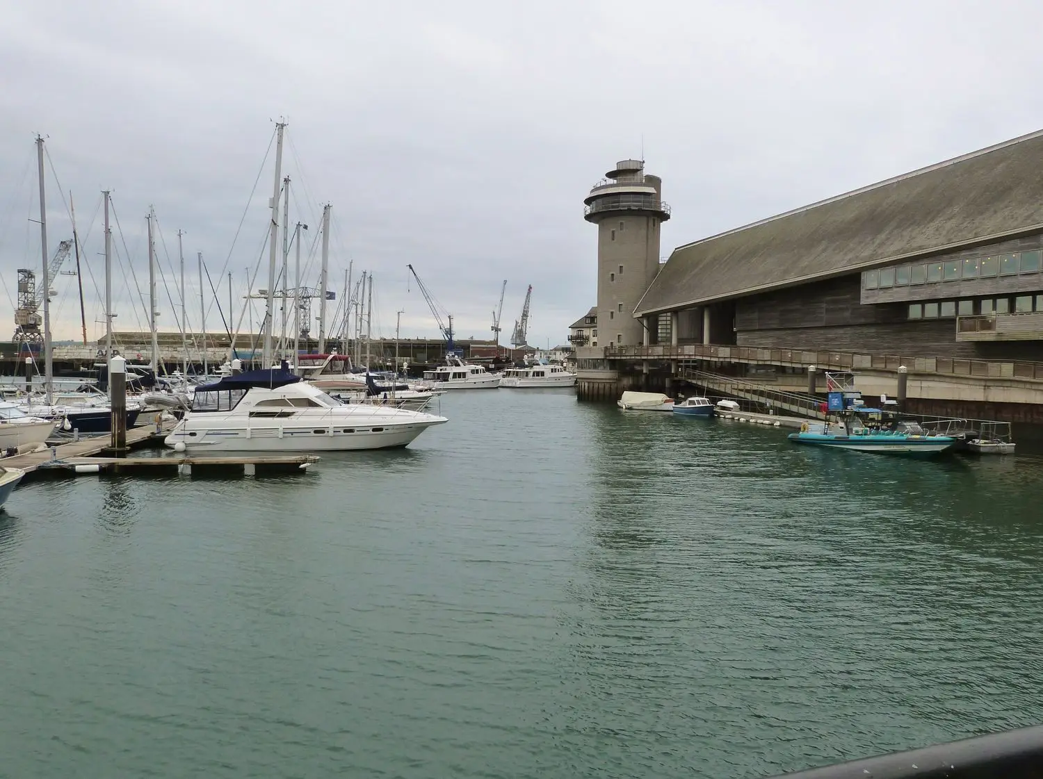 The National Maritime Museum Cornwall in Falmouth — modern waterside building overlooking the harbour.