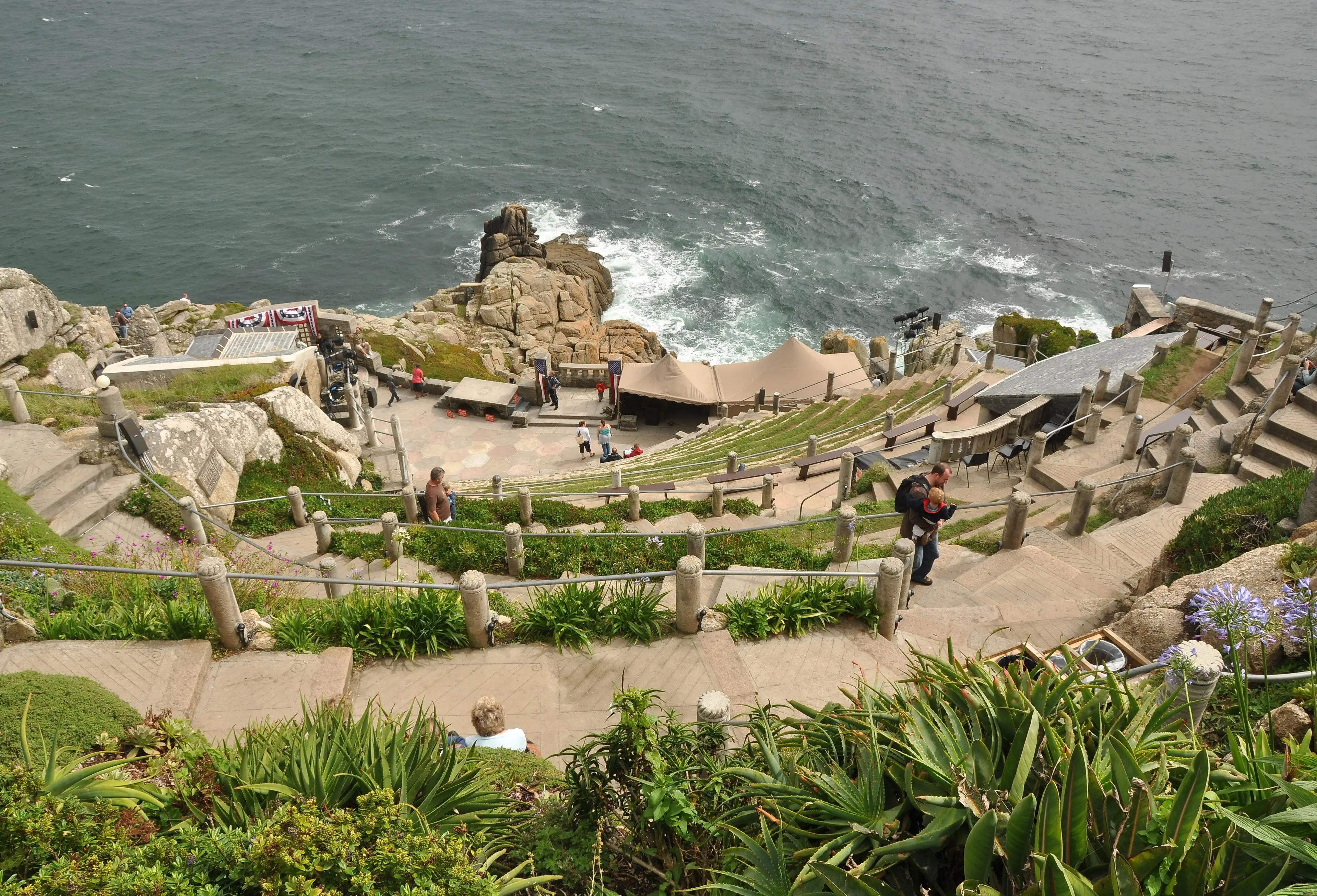 The Minack Theatre at Porthcurno — the open-air amphitheatre carved into the cliff above the sea.